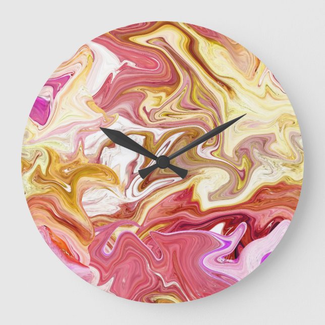 Marble Magic: Colourful Abstract Design Large Clock (Front)
