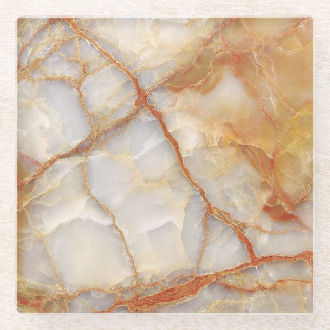 Marble Majesty: Glossy Elegance Glass Coaster (Front)