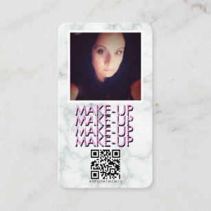 Marble Makeup Salon QR Code Photo   Business Card