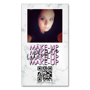 Marble Makeup Salon QR Code Photo   Magnetic Business Card