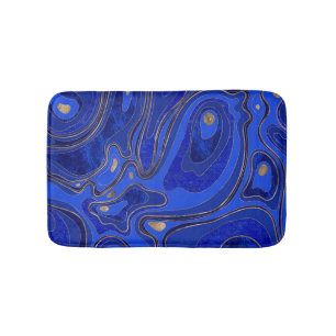 Marble Map - blue and gold Bath Mat