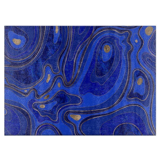 Marble Map - blue and gold Cutting Board (Front)