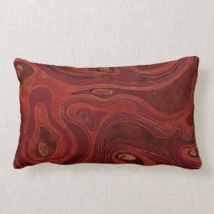 Marble Map -Deep Reds and Gold Lumbar Pillow