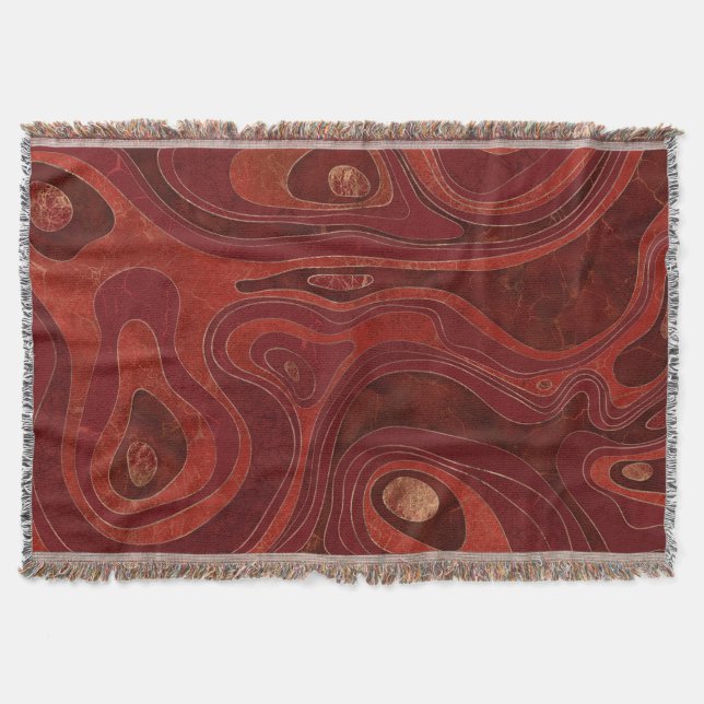 Marble Map -Deep Reds and Gold Throw Blanket (Front)