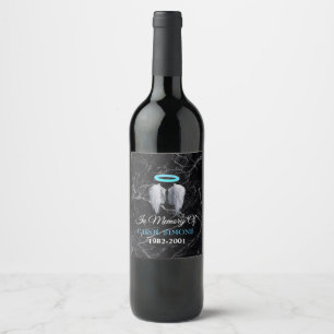 Marble Memorial Halo & Angel Wings Wine Label