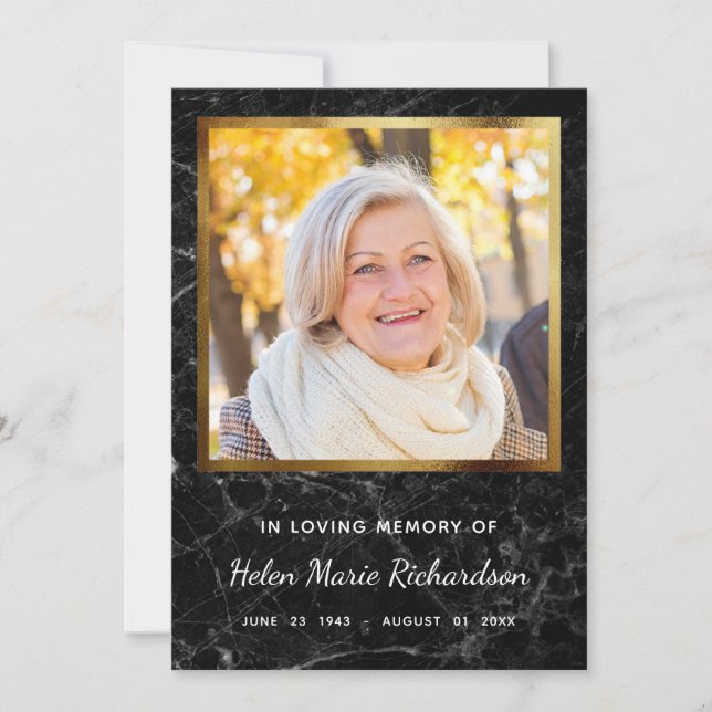 Marble Memorial Photo Sympathy Thank you Card (Front)