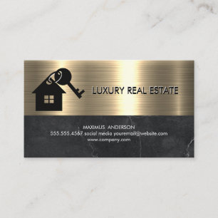 Marble   Metallic Gold   House Keys Logo Business Card