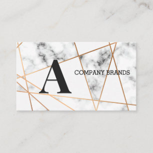 Marble Metallic Lines Monogram Business Card