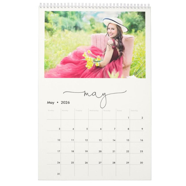 Marble Minimalist Script Multi Family Photo Calendar (May 2026)