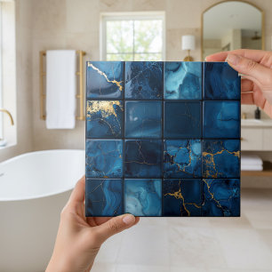 Marble Mix 4x4 Squares Blue ID1185a Tile