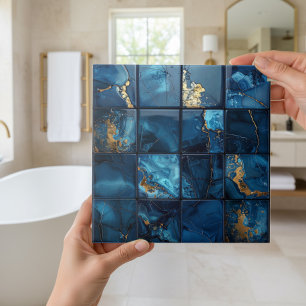 Marble Mix 4x4 Squares Blue ID1185b Tile