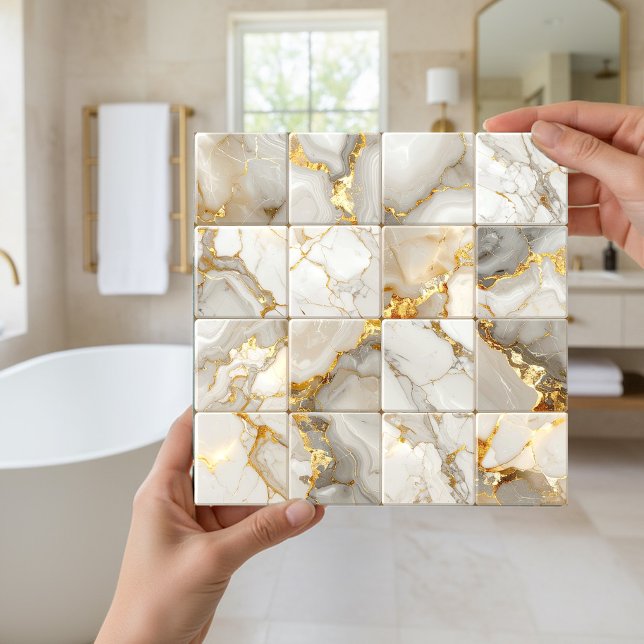 Marble Mix 4x4 Squares Ivory ID1186b Tile (Creator Uploaded)