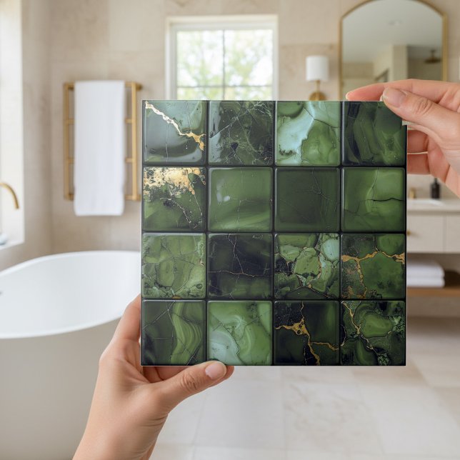 Marble Mix 4x4 Squares Olive Green ID1186a Tile (Creator Uploaded)