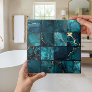 Marble Mix 4x4 Squares Teal ID1186c Tile