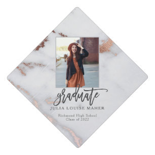 marble modern elegant photo graduate graduation cap topper