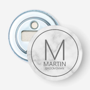 Marble Modern Personalized Monogram&Name Groomsmen Bottle Opener