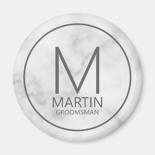 Marble Modern Personalized Monogram&Name Groomsmen Magnet