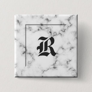 Marble monogram 2 inch square button