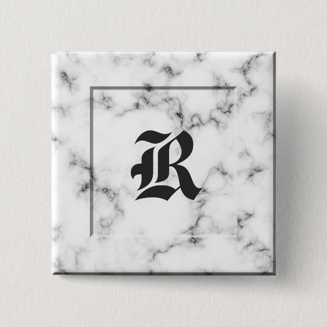 Marble monogram 2 inch square button (Front)