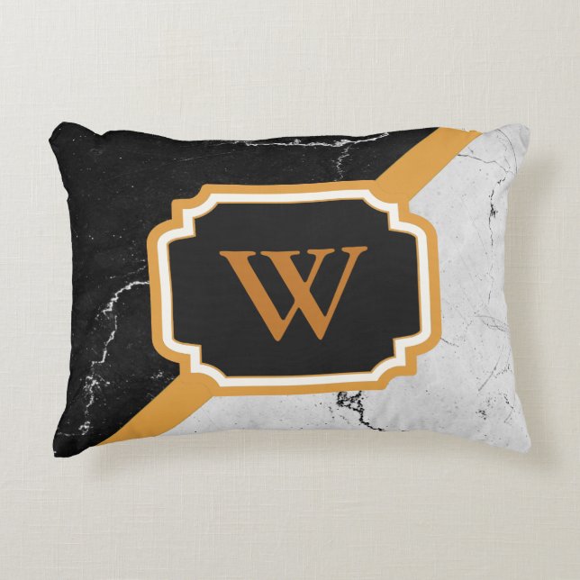 Marble Monogram Accent Pillow (Front)