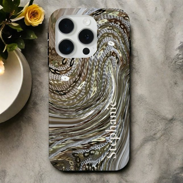 Marble monogram festive gold silver glitter  glow  Case-Mate iPhone case (Creator Uploaded)