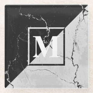 Marble Monogram Glass Coaster