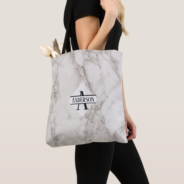 Marble MONOGRAM Grey Tote - All Occasions Custom Bag (Close Up)