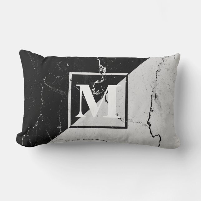 Marble Monogram Lumbar Pillow (Front)