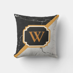 Marble Monogram Throw Pillow