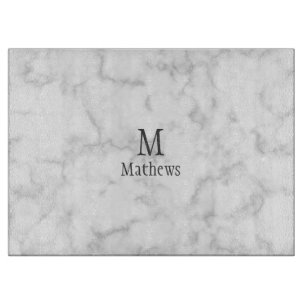 Marble Monogram White Custom Cutting Board