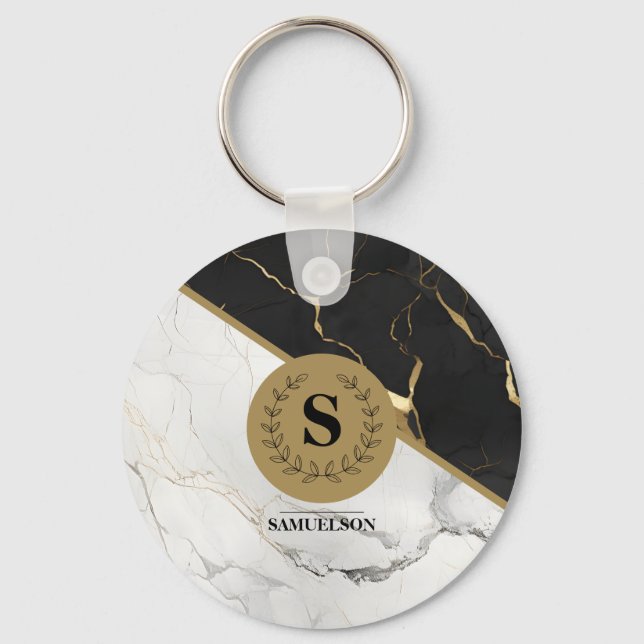 Marble Monogrammed Timeless  Keychain (Front)