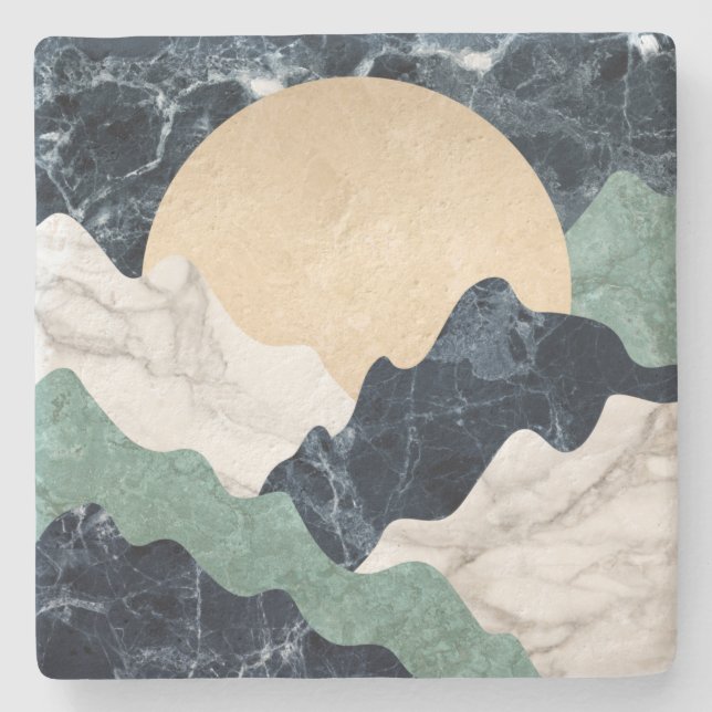 Marble Mountain Landscape Stone Coaster (Front)