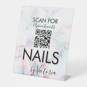 Marble Nail Salon Appointments QR Code   Pedestal Sign