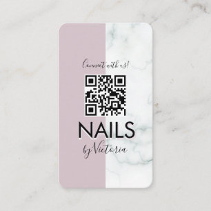 Marble Nail Salon Beauty Colorblock Blush QR Code  Business Card