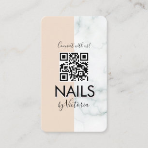 Marble Nail Salon Beauty Colorblock QR Code Business Card