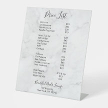 Marble Nail Salon Professional Price List Menu
