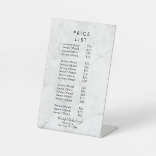 Marble  Nail Salon Professional Price List Menu  Pedestal Sign
