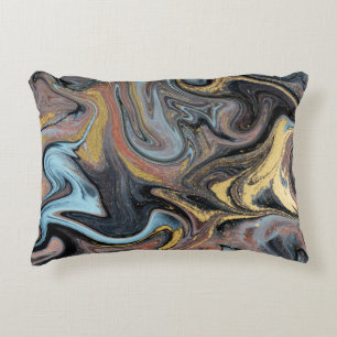 Marble Nature Artwork Golden Glitter Accent Pillow