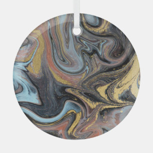 Marble Nature Artwork Golden Glitter Glass Ornament