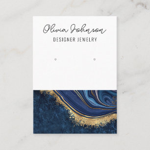 Marble Navy Blue Gold Jewellery Earring Display Business Card
