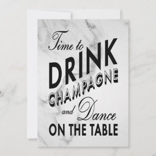Marble New Year's Time to Drink Champagne Invite
