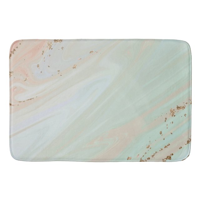 Marble Pastel Stone Texture Glitter Watercolor Bath Mat (Front)
