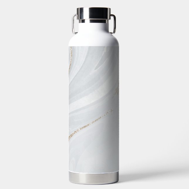 Marble Pastel Stone Texture Glitter Watercolor Water Bottle (Front)
