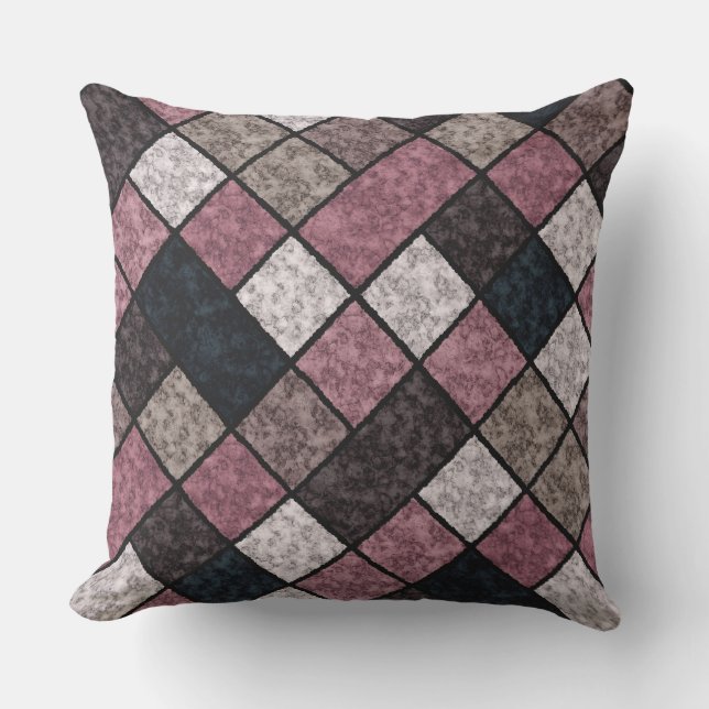 marble patchwork  brown pink  outdoor pillow (Front)