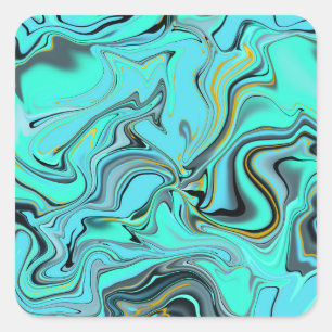 Marble pattern abstract blue and green design. square sticker