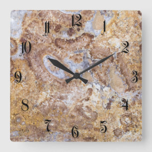 Marble pattern background square wall clock