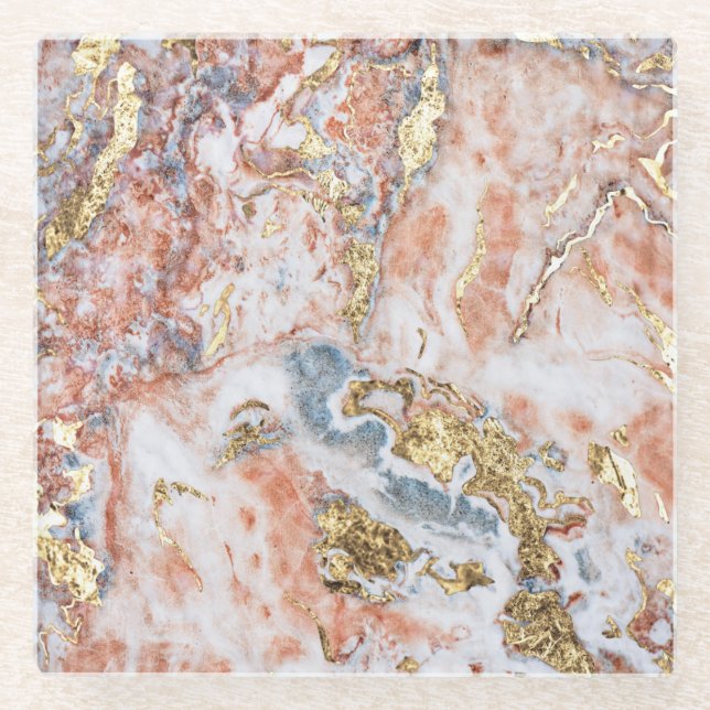 Marble Pattern Glass Coaster (Front)