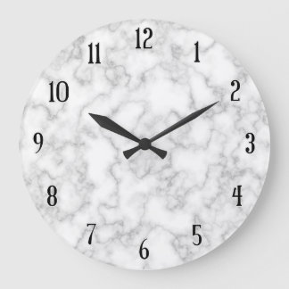 Marble Pattern Grey White Marbled Stone Background Large Clock