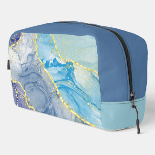 Marble Pattern in Blue, Turquoise and Gold Dopp Kit