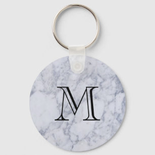 Marble Pattern Monogram Keychain